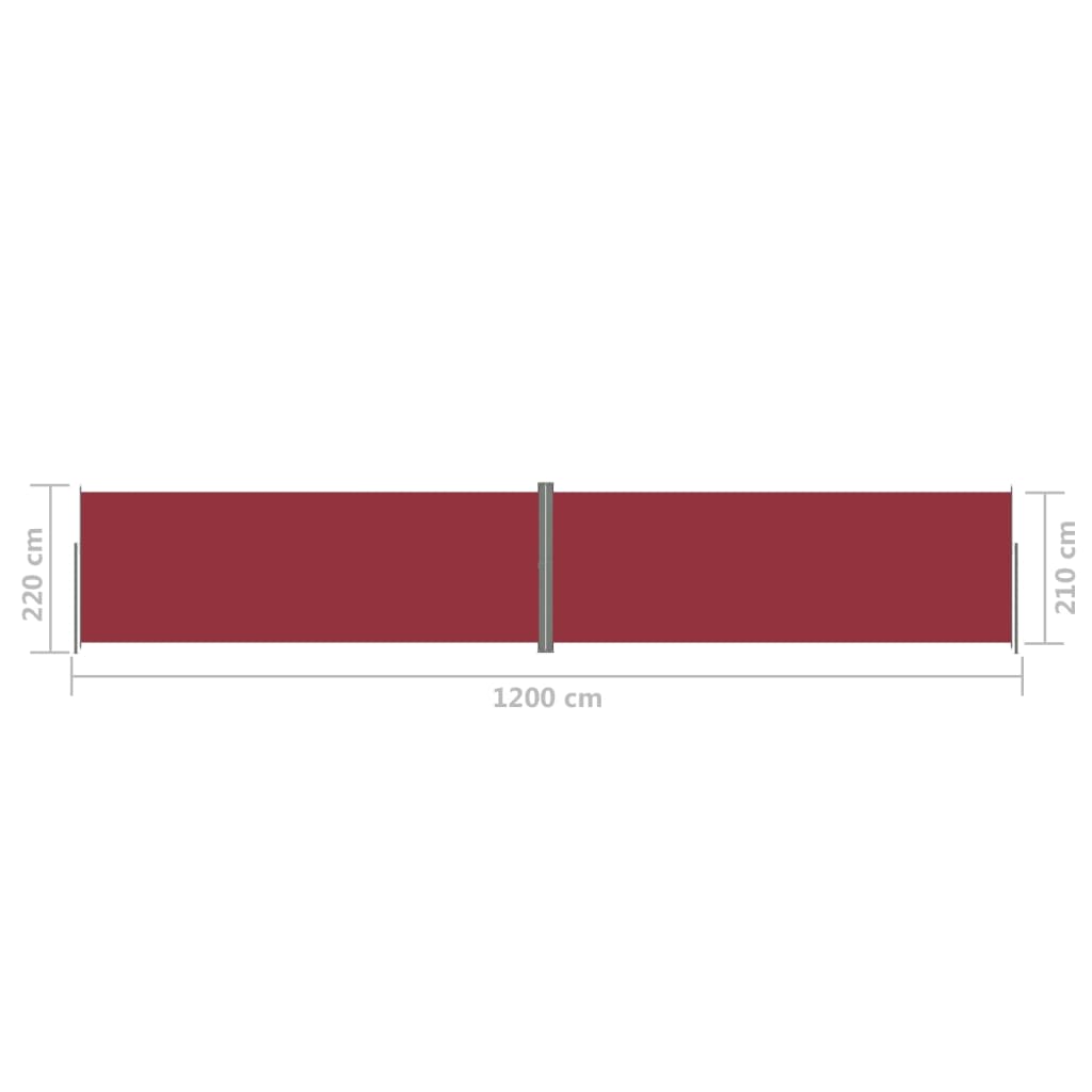 vidaXL Uttrekkbar sidemarkise 220x1200 cm rød