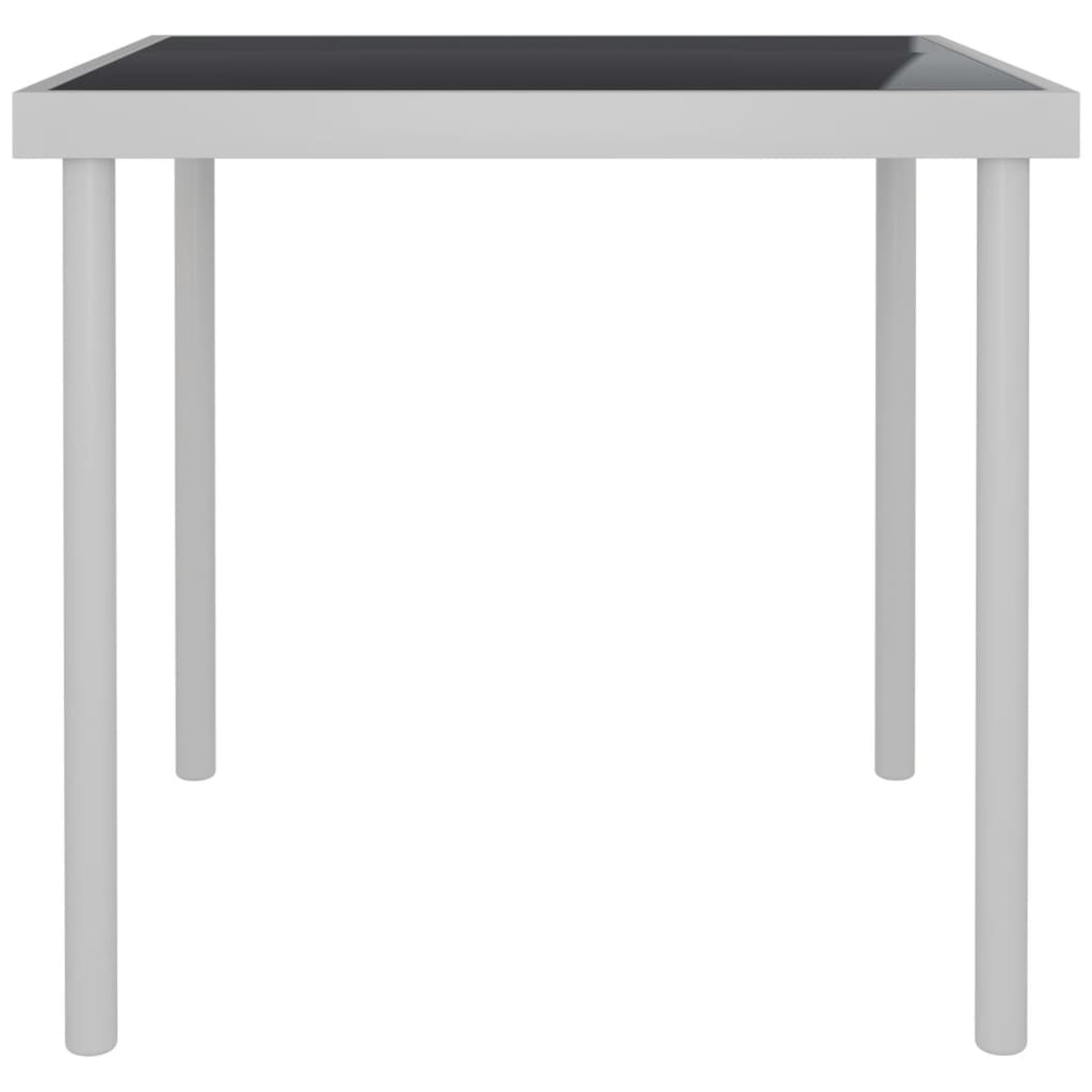 vidaXL Utendørs spisebord lysegrå 80x80x72 cm glass og stål