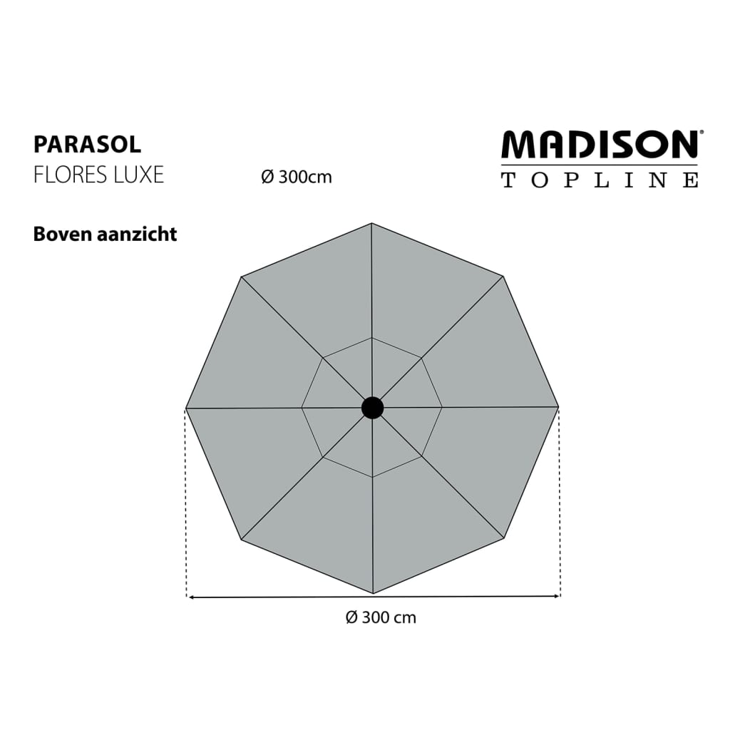 Madison Parasoll Flores Luxe 300 cm rund safirblå
