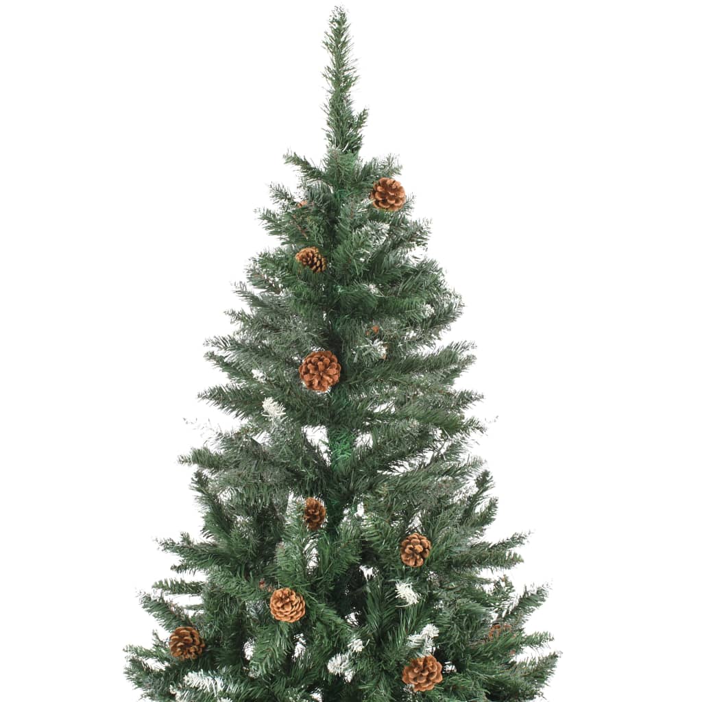 vidaXL Forhåndsbelyst kunstig juletre med kongler 210 cm