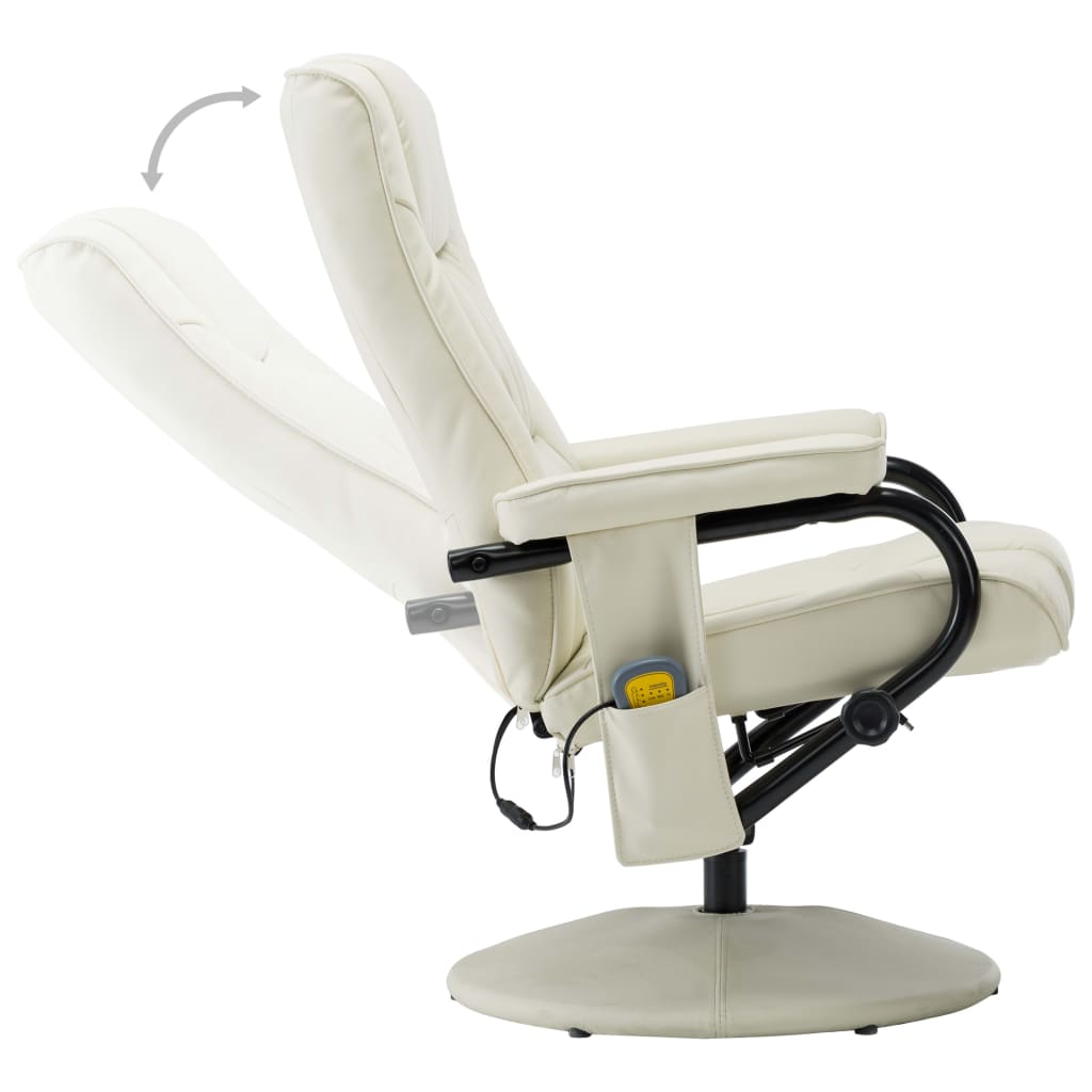vidaXL Massasjestol med fotskammel kremhvit kunstig skinn