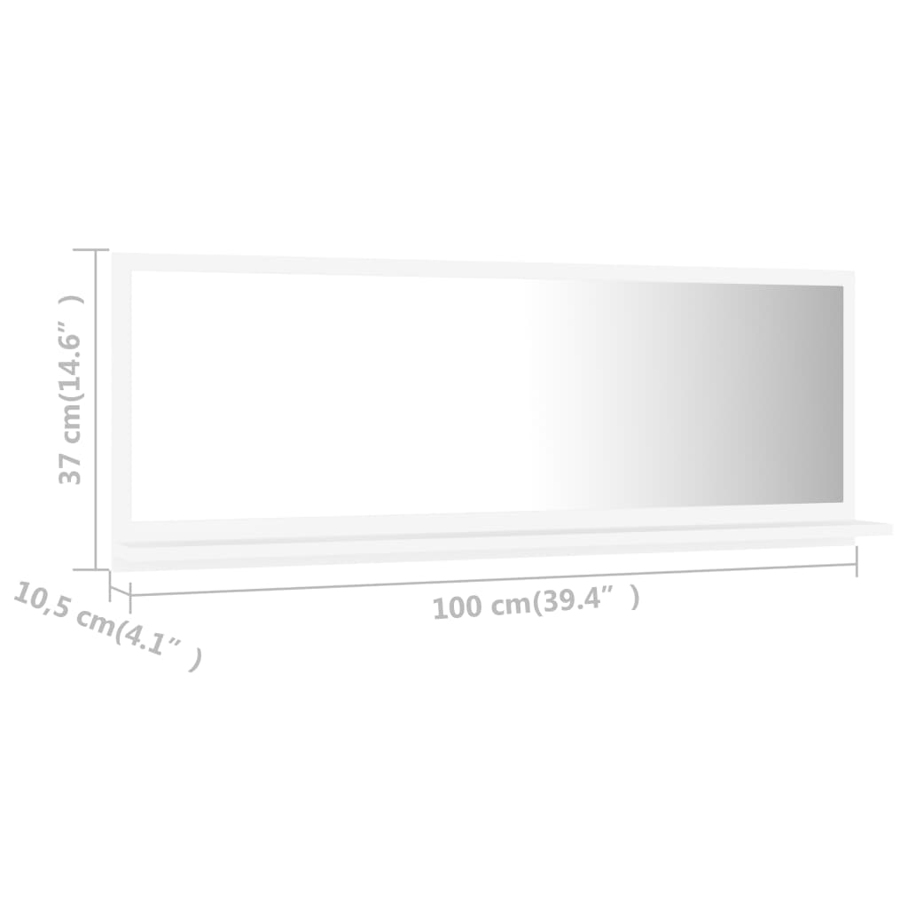 vidaXL Baderomsspeil hvit 100x10,5x37 cm sponplate