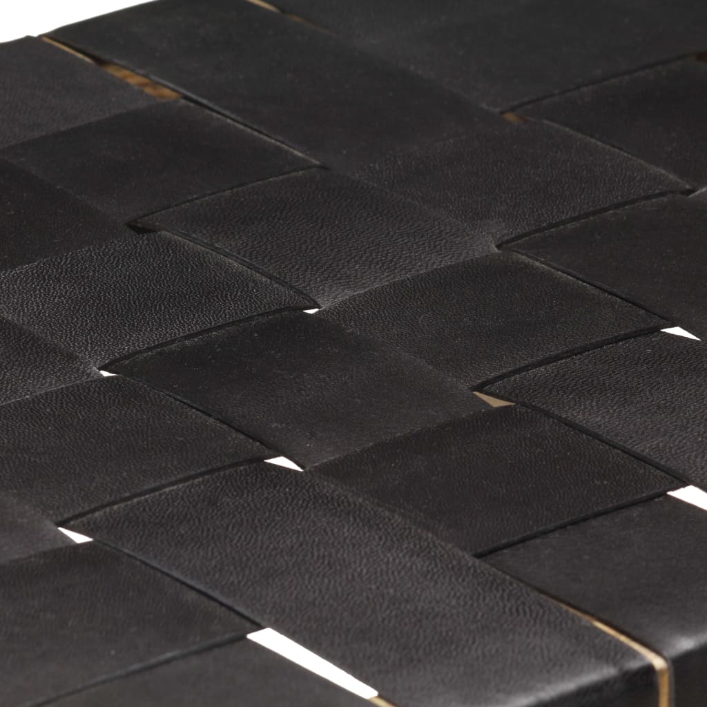 vidaXL Barkrakker 2 stk svart ekte skinn & heltre mango 46x36x60 cm