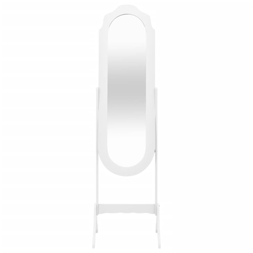 vidaXL Frittstående speil hvit 45,5x47,5x160 cm konstruert tre