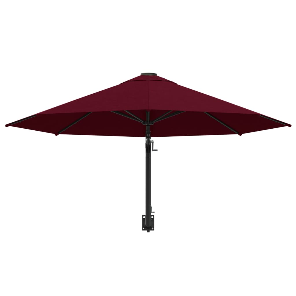 vidaXL Veggmontert parasoll med metallstang 300 cm burgunder