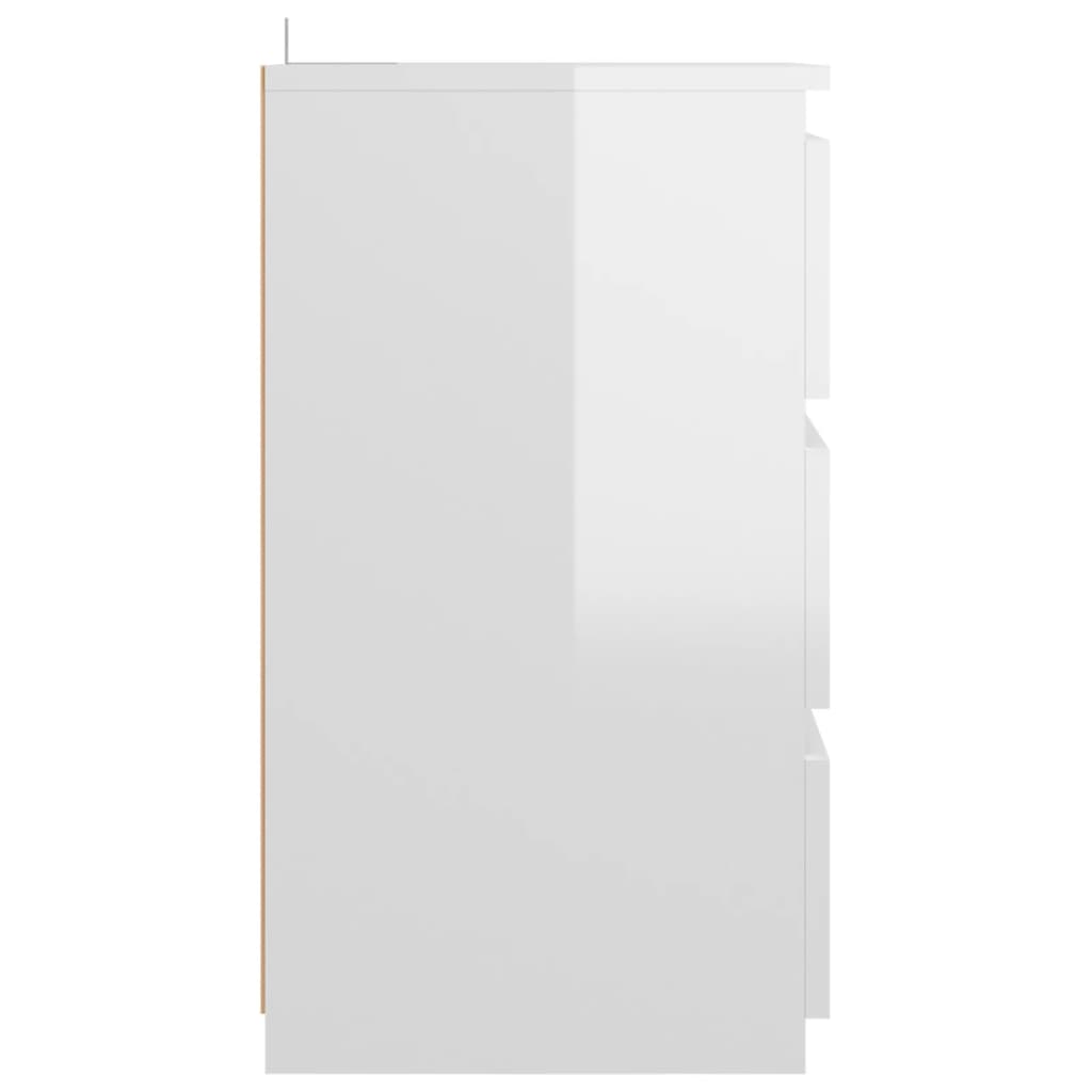 vidaXL Nattbord høyglans hvit 40x35x62,5 cm sponplate