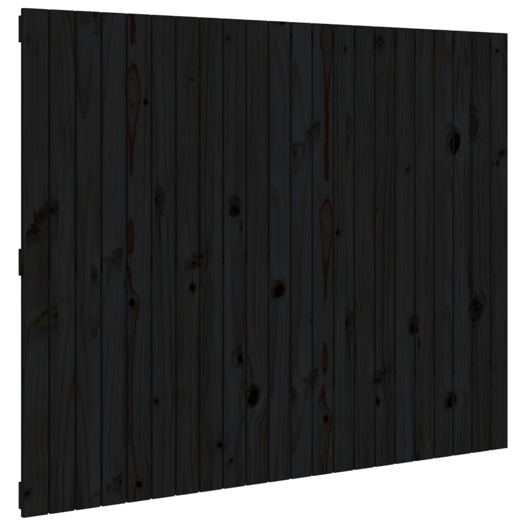 vidaXL Veggmontert sengegavl svart 140x3x110 cm heltre furu