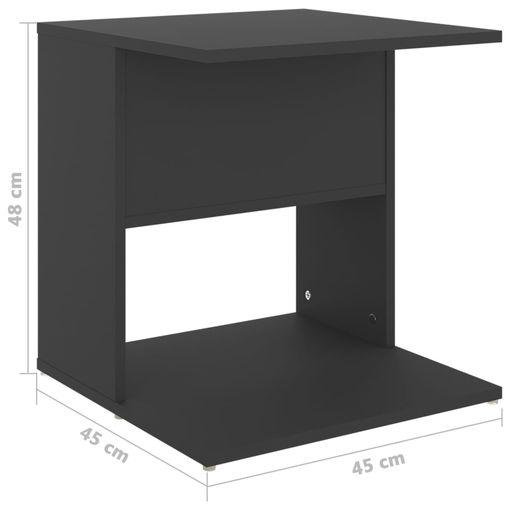 vidaXL Sidebord grå 45x45x48 cm sponplate