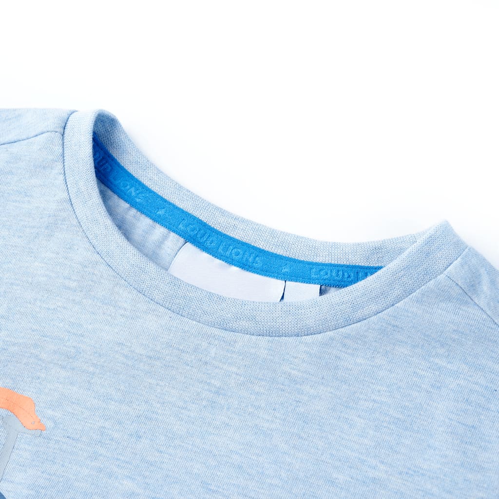 T-skjorte for barn myk blå melert 92