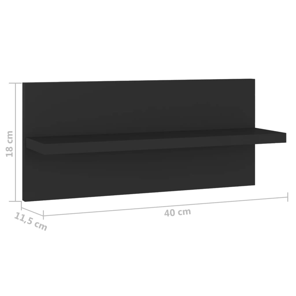 vidaXL Vegghyller 4 stk svart 40x11,5x18 cm sponplate