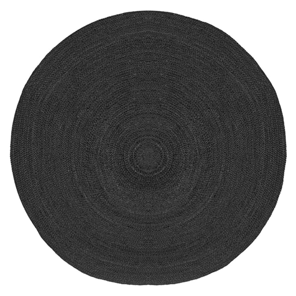 LABEL51 Teppe Jute rund 180x180 cm XXL svart