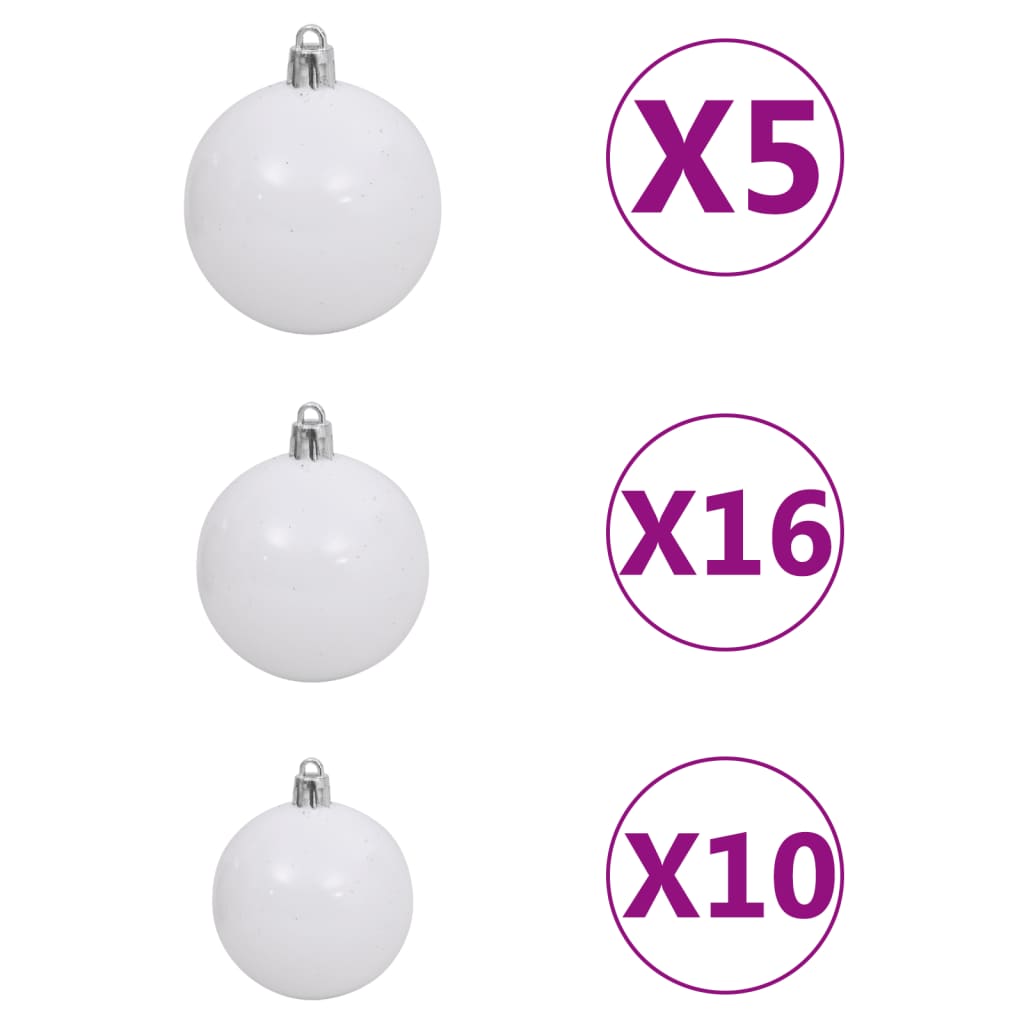 vidaXL Julekulesett 120 deler med topp og 300 LED hvit og grå