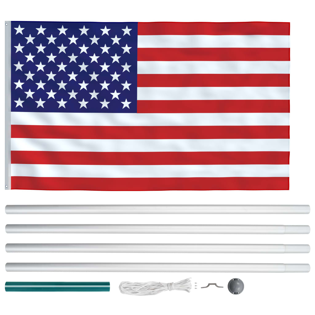 vidaXL Amerikansk flagg og stang aluminium 6,2 m