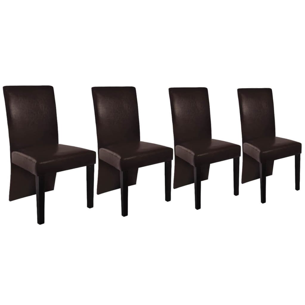 vidaXL Spisestoler 4 stk mørkebrunt kunstskinn