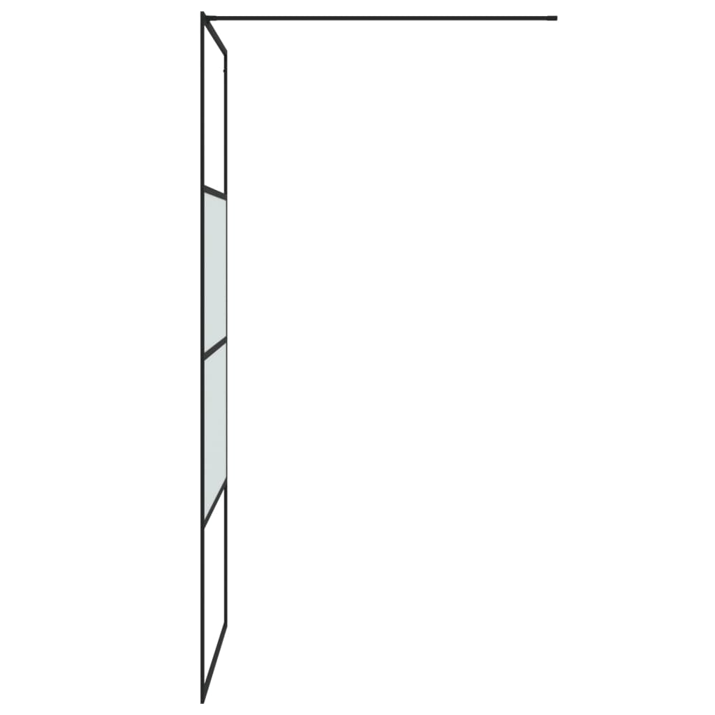 vidaXL Dusjvegg svart 90x195 cm halvfrostet ESG-glass