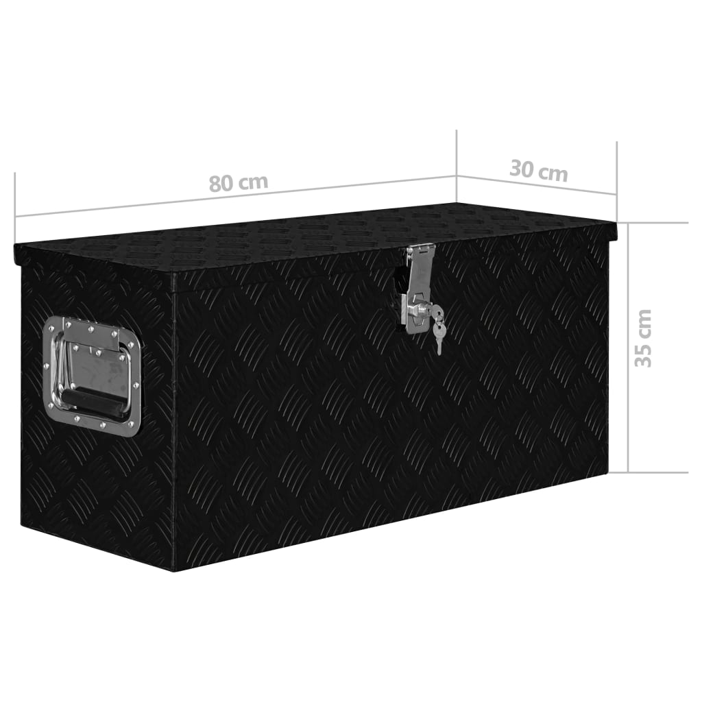 vidaXL Aluminiumskasse 80x30x35 cm svart