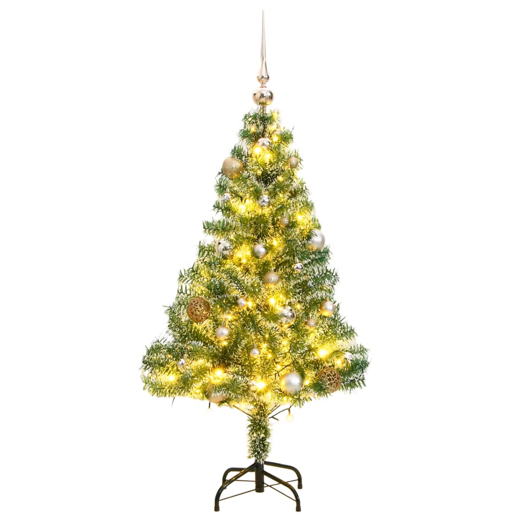 vidaXL Kunstig juletre med 150 LED kulesett og flokket snø 120 cm