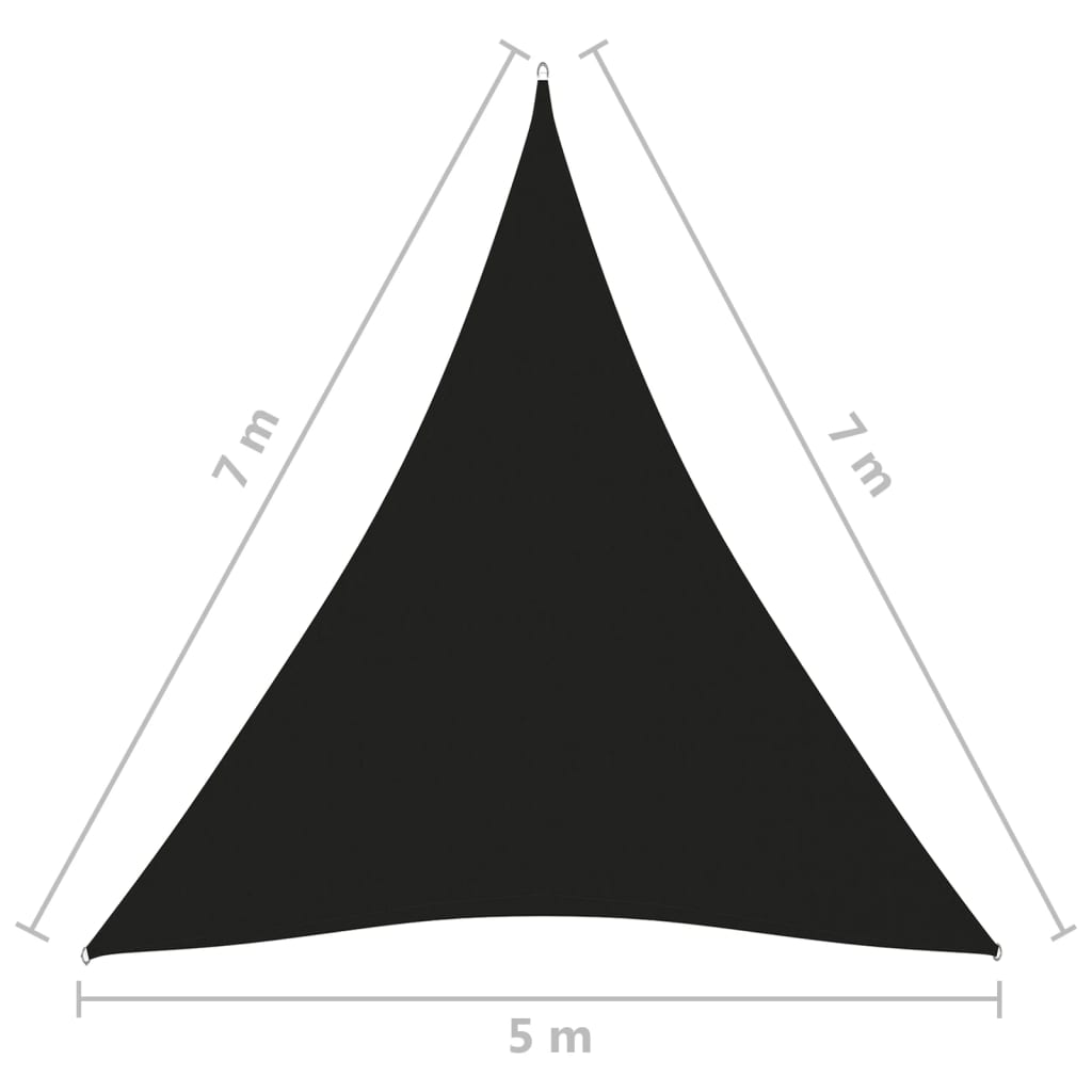 vidaXL Solseil oxfordstoff trekantet 5x7x7 m svart