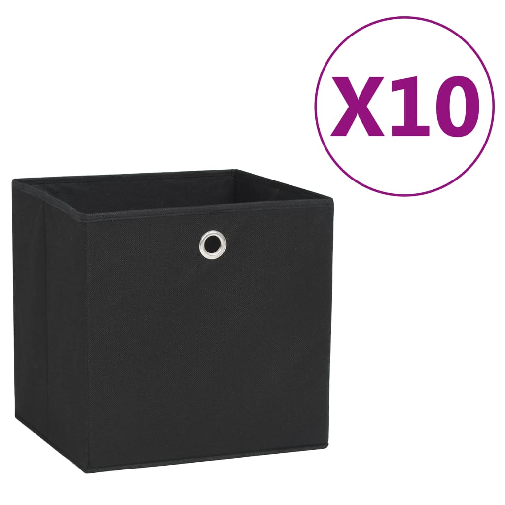 vidaXL Oppbevaringsbokser 10 stk uvevd stoff 28x28x28 cm svart