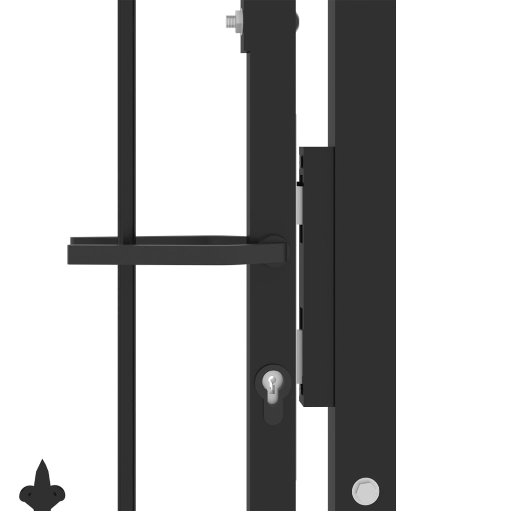 vidaXL Hageport med pigger stål 100x100 cm svart