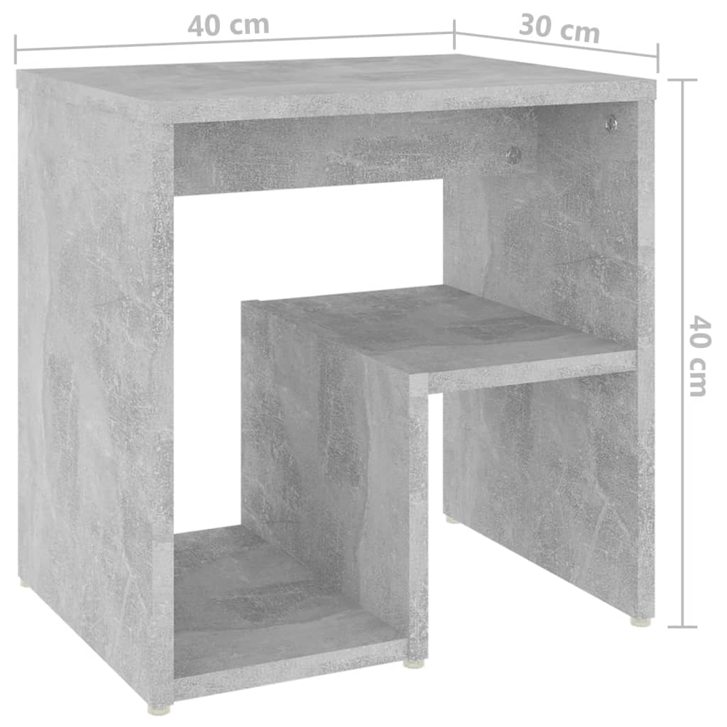 vidaXL Nattbord betonggrå 40x30x40 cm sponplate