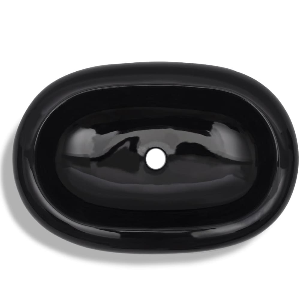 Keramisk oval baderomsservant, svart