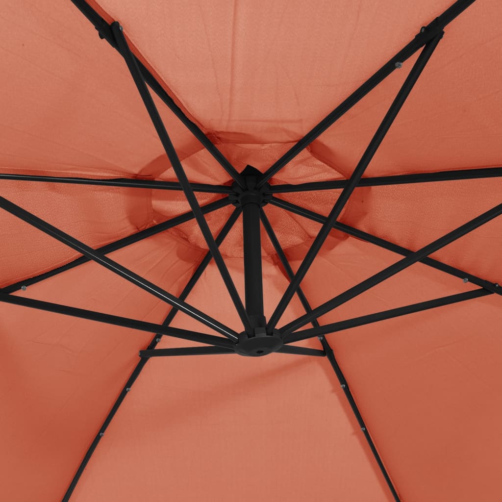 vidaXL Utendørs parasoll med LED-lys terrakotta 350 cm