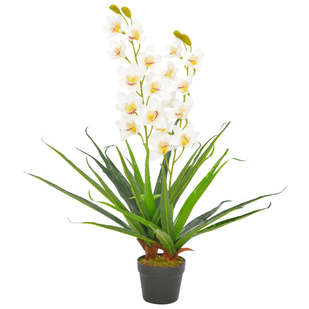 vidaXL Kunstig orkidè med potte hvit 90 cm