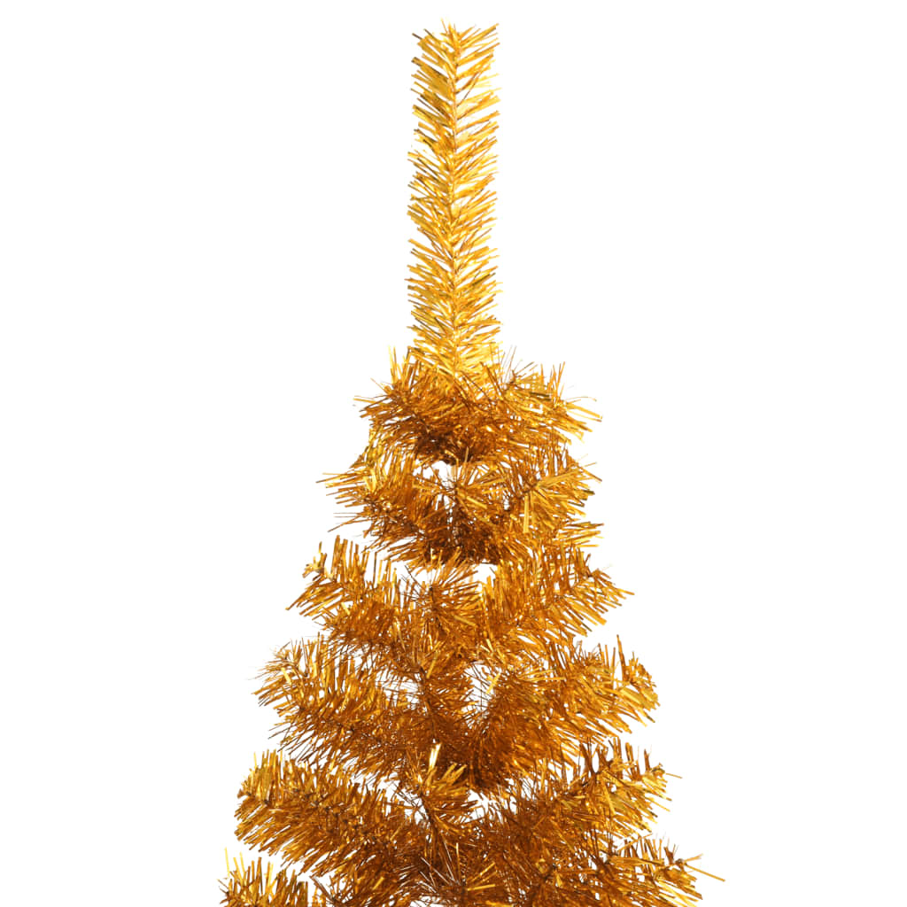 vidaXL Kunstig halvt juletre med stativ gull 240 cm PET