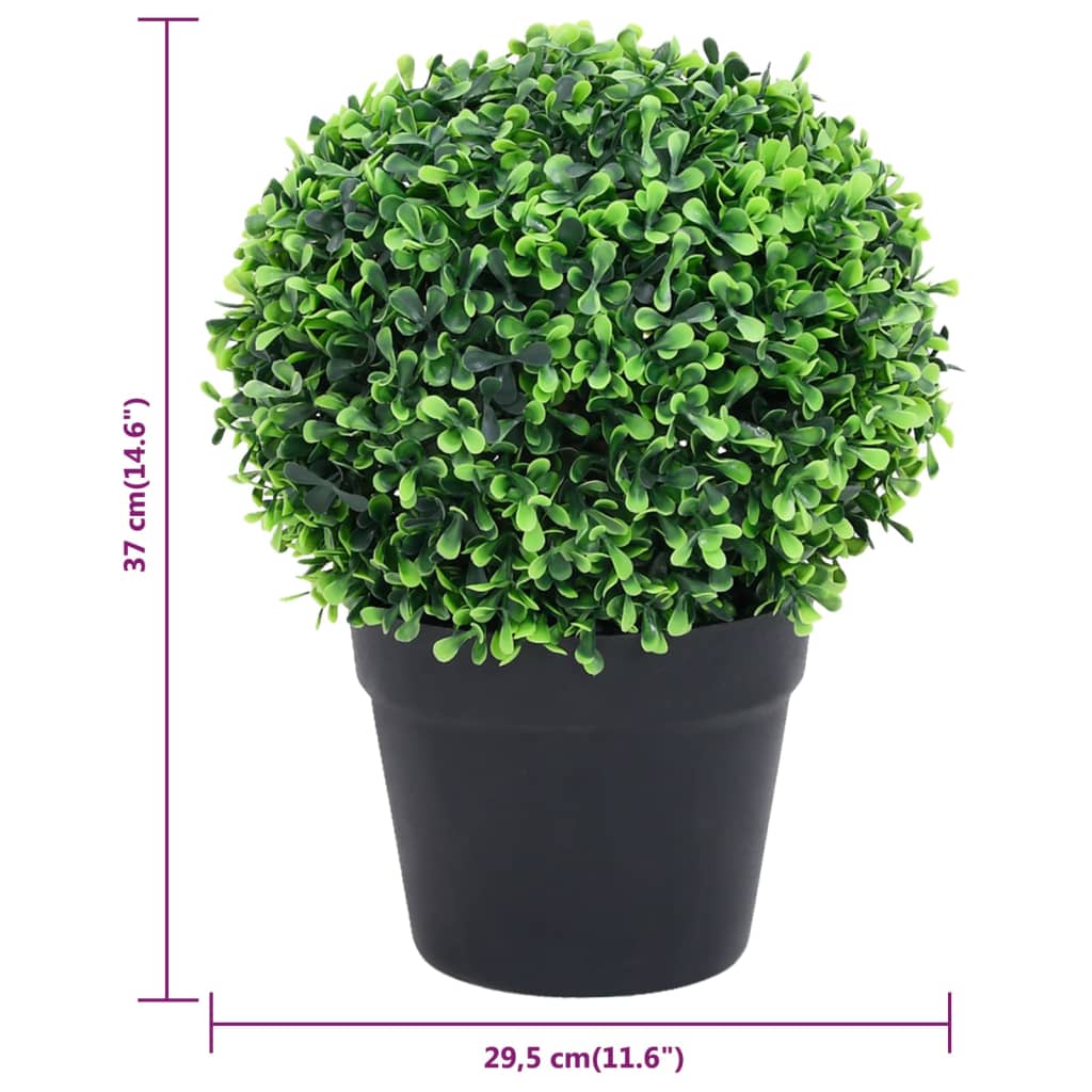 vidaXL Kunstige buksbomplanter med potte 2 stk ballformet 37 cm grønn