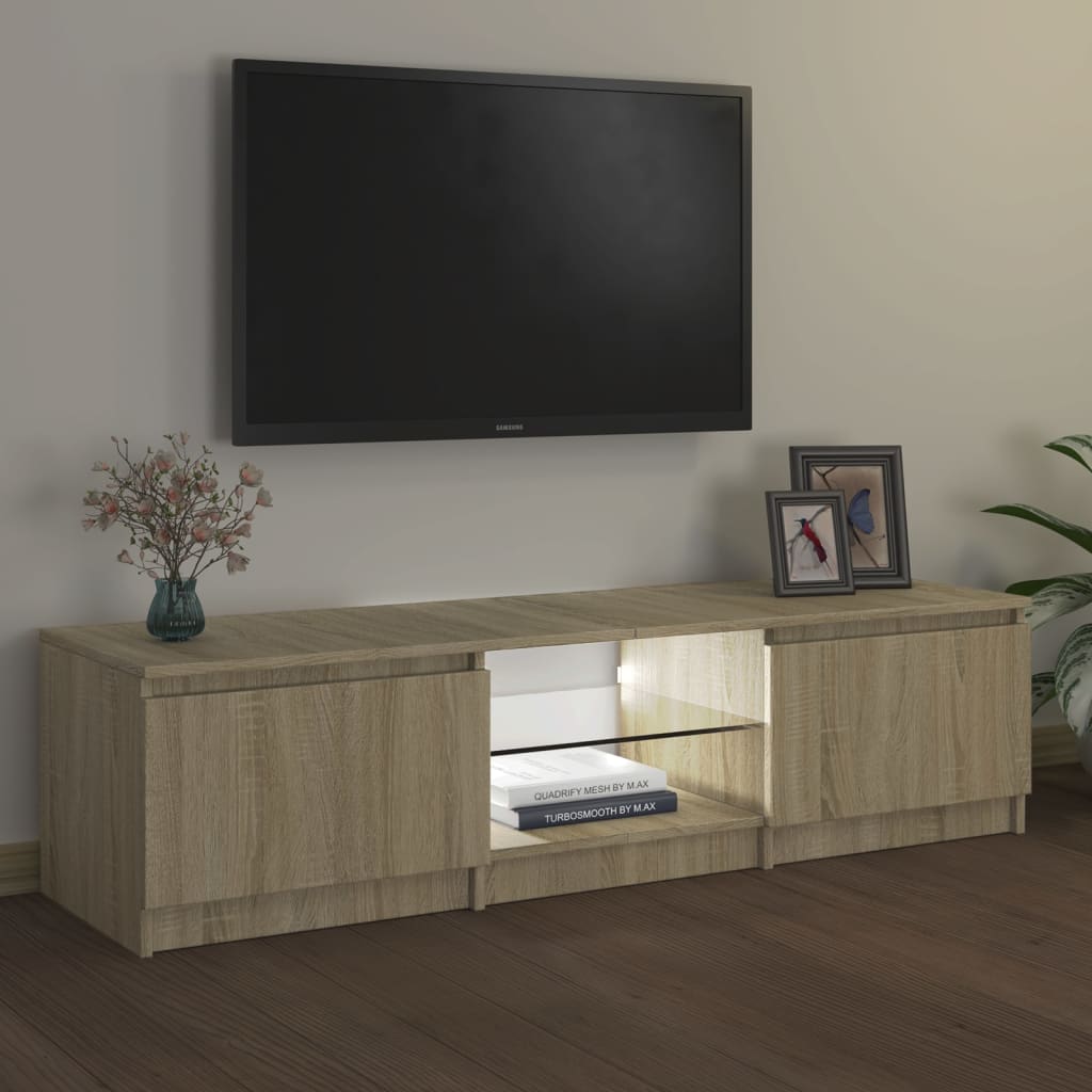 vidaXL TV-benk med LED-lys sonoma eik 140x40x35,5 cm
