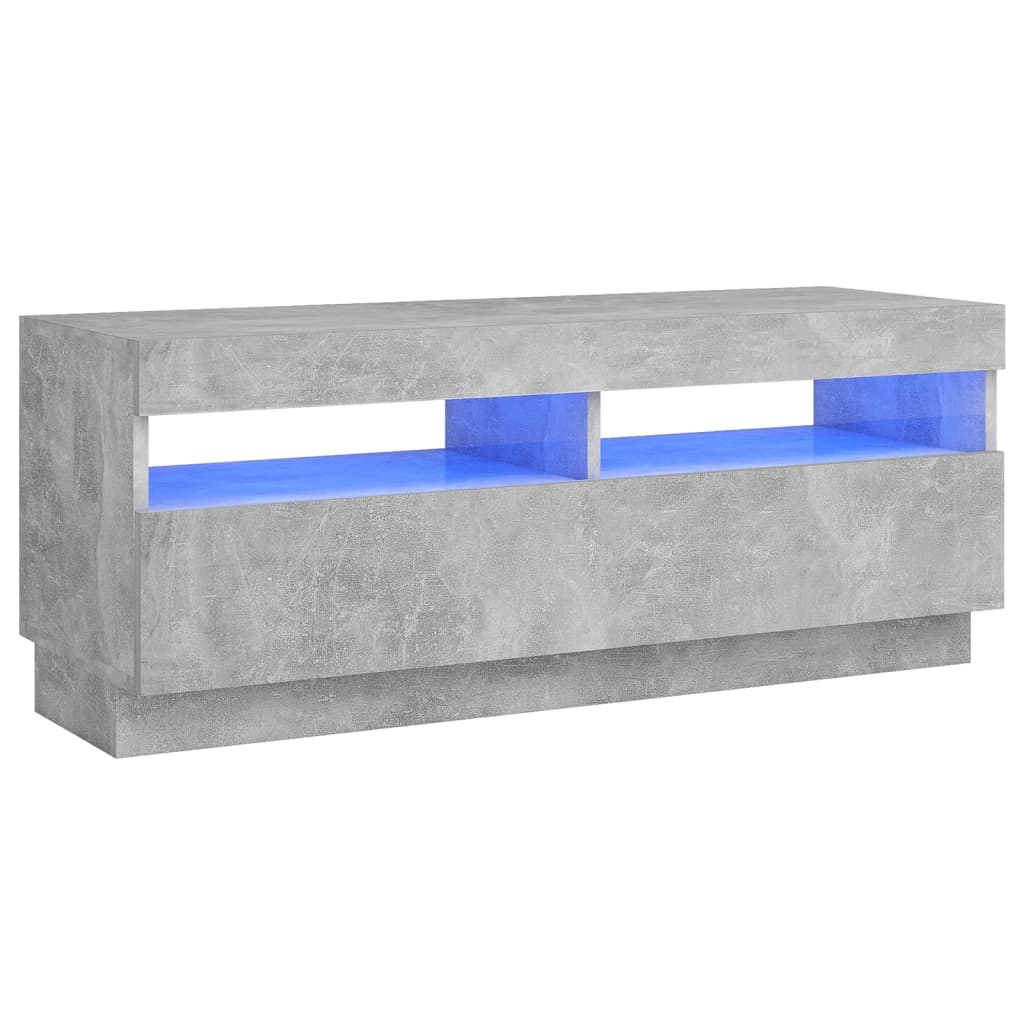 vidaXL TV-benk med LED-lys betonggrå 100x35x40 cm