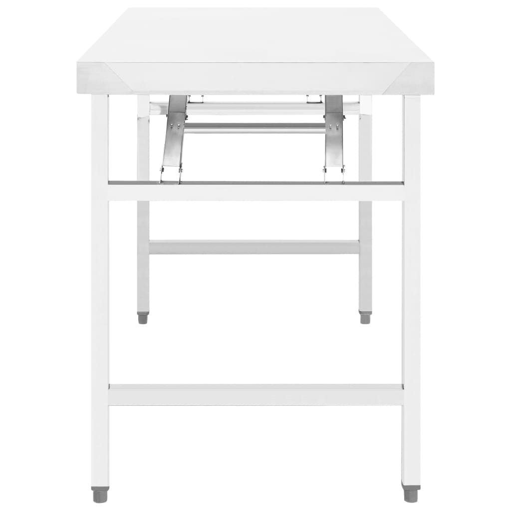 vidaXL Sammenleggbart arbeidsbord kjøkken 120x60x80 cm rustfritt stål
