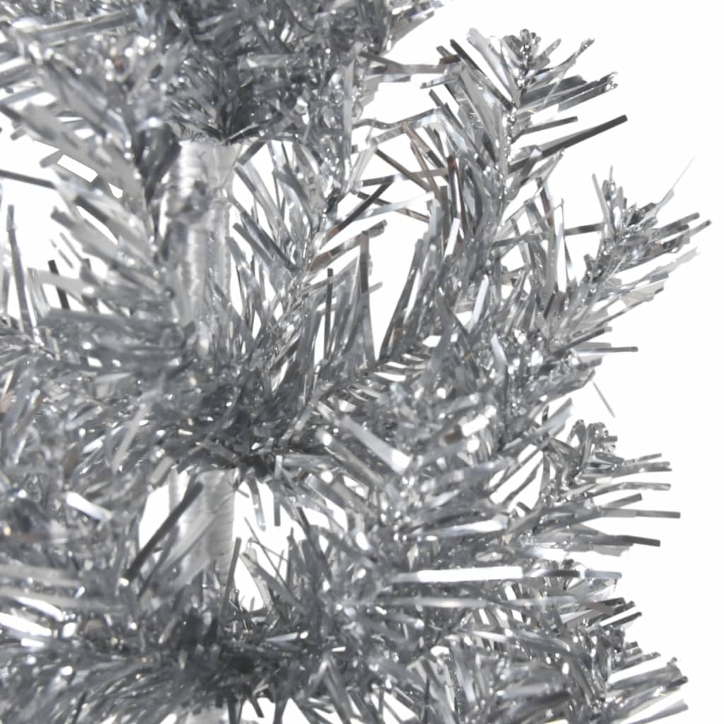 vidaXL Kunstig halvt juletre med stativ tynt sølv 210 cm