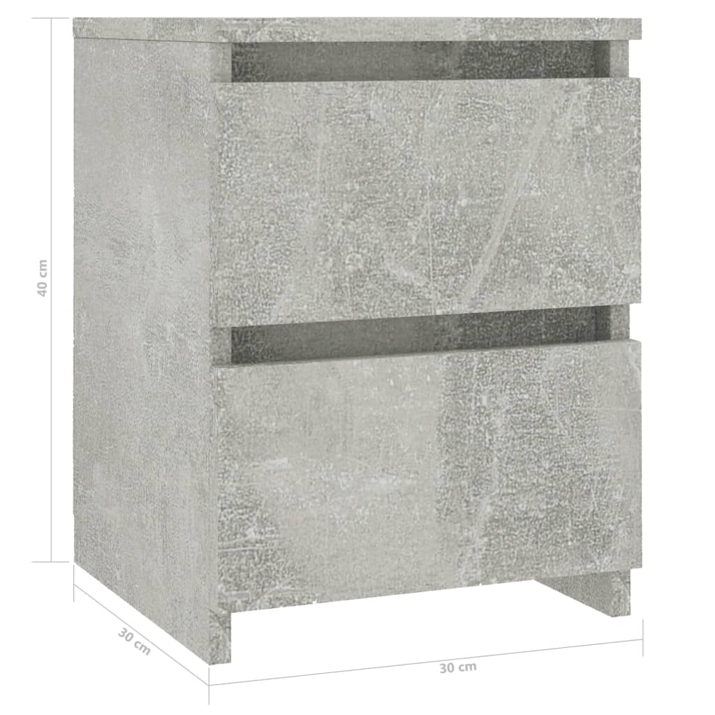 vidaXL Nattbord 2 stk betonggrå 30x30x40 cm sponplate