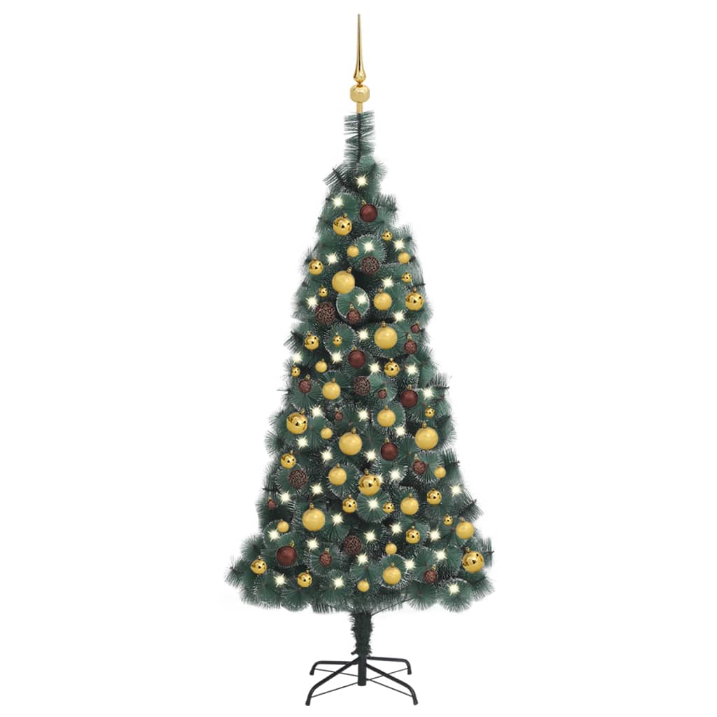 vidaXL Kunstig juletre med LED og kulesett 150 cm PVC og PE grønn