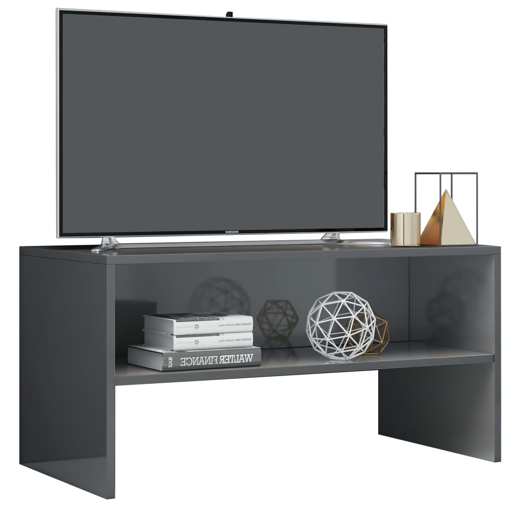 vidaXL TV-benk høyglans grå 80x40x40 cm sponplate