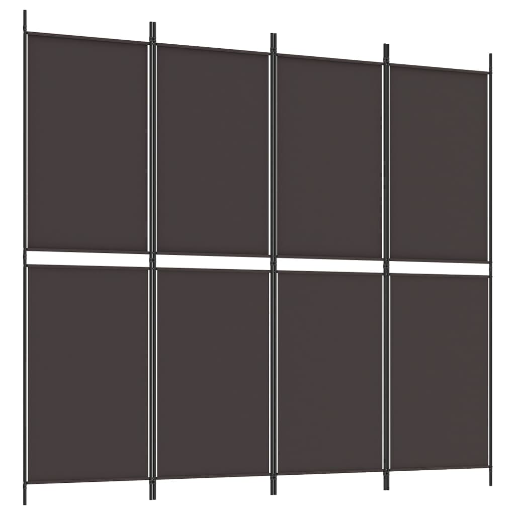 vidaXL Romdeler 4 paneler brun 200x180 cm stoff