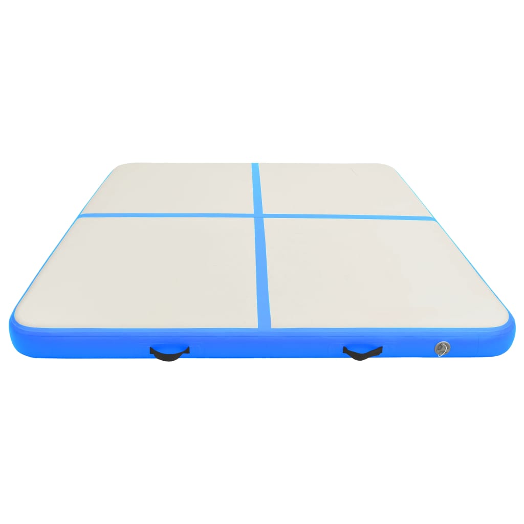 vidaXL Oppblåsbar gymnastikkmatte med pumpe 200x200x10 cm PVC blå