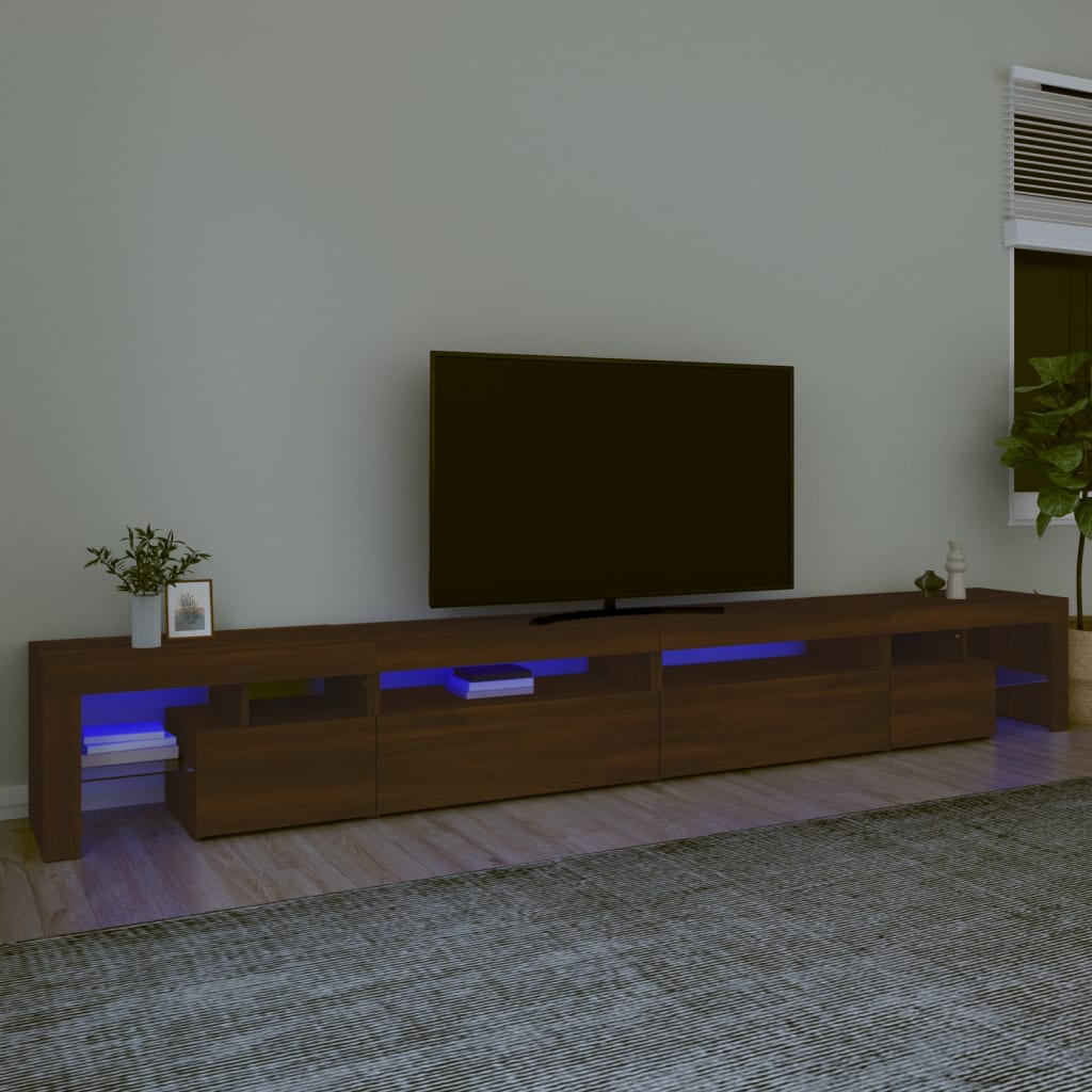 vidaXL TV-benk med LED-lys brun eik 290x36,5x40 cm