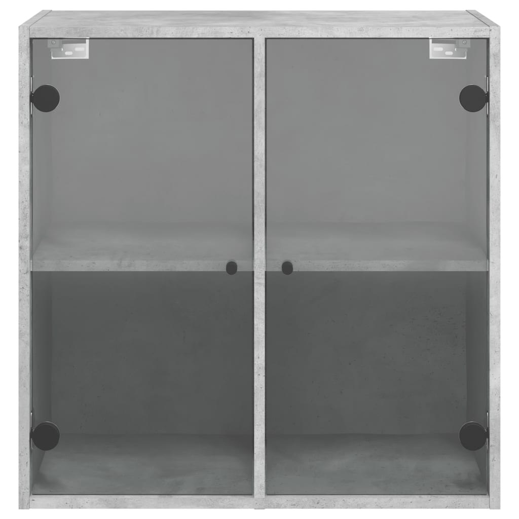 vidaXL Sideskap med glassdører betonggrå 68x37x68,5 cm