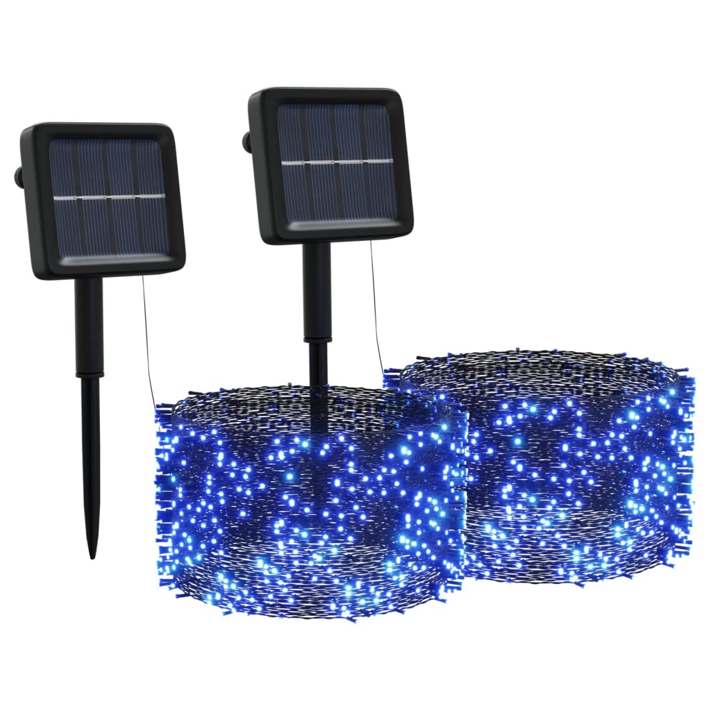 vidaXL Soldrevne lysslynger 2stk 2x200 LED blå innendørs utendørs