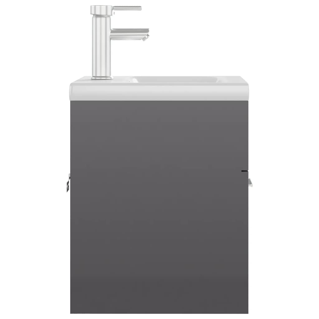 vidaXL Servantskap med innebygd vask høyglans grå sponplate
