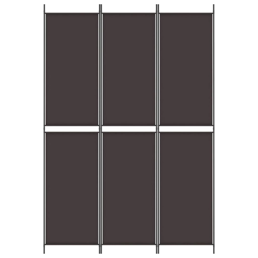 vidaXL Romdeler 3 paneler brun 150x220 cm stoff