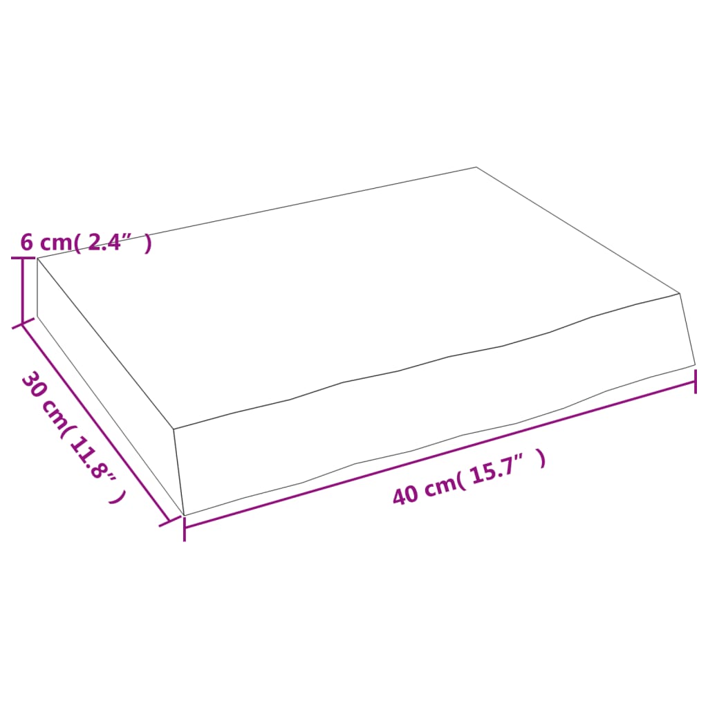 vidaXL Benkeplate til bad 40x30x(2-6) cm ubehandlet heltre