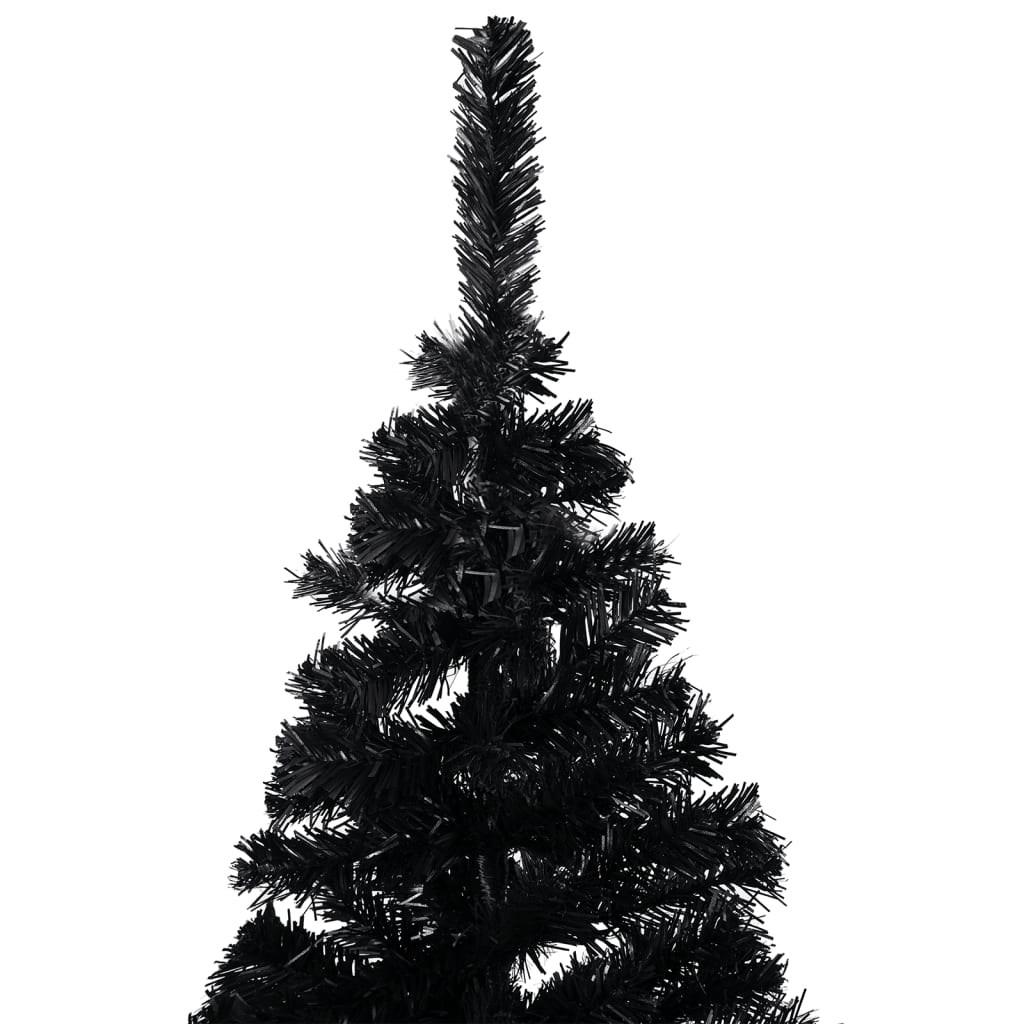vidaXL Forhåndsbelyst kunstig juletre med stativ svart 120 cm PVC