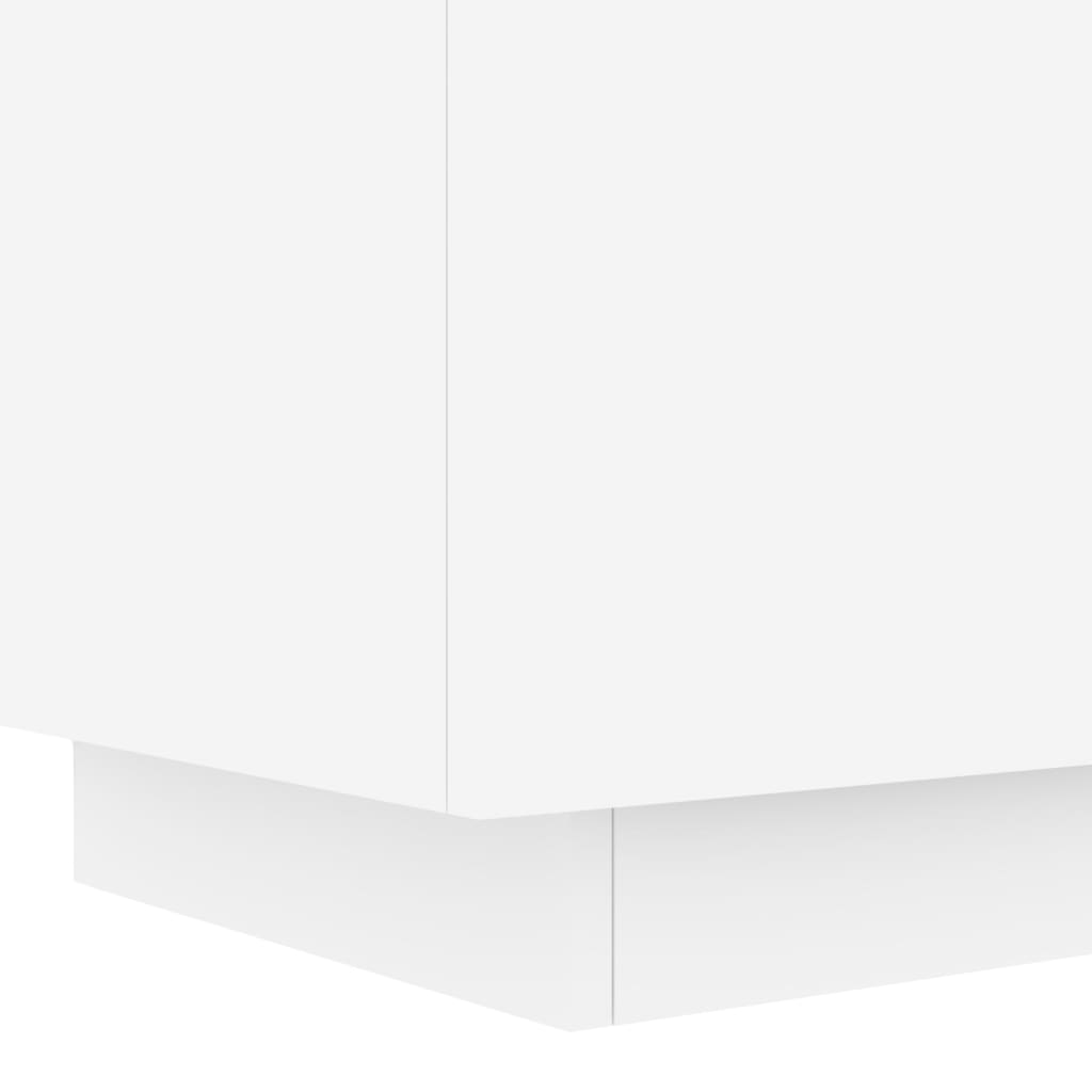 vidaXL Nattbord med LED hvit konstruert tre