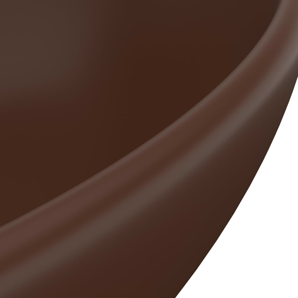 vidaXL Luksuriøs servant ovalformet matt mørkebrun 40x33 cm keramisk