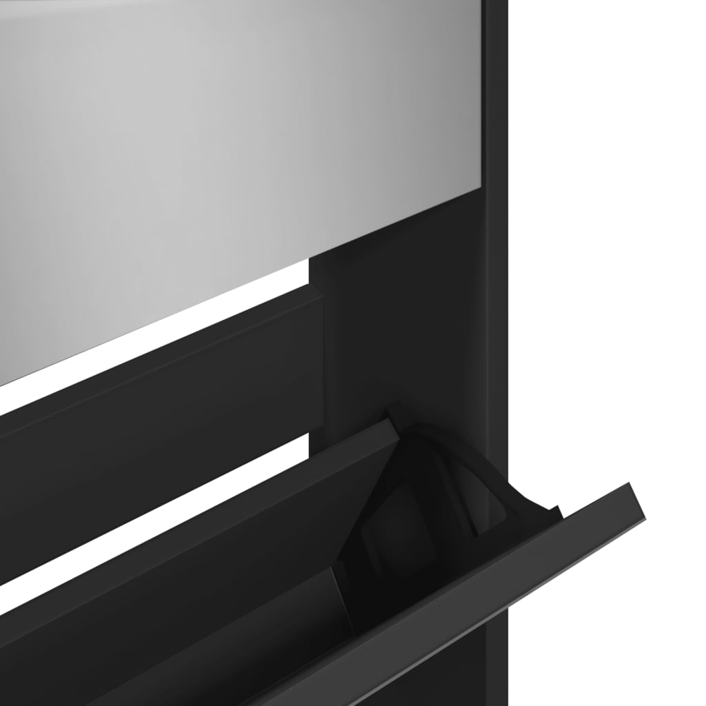 vidaXL Skoskap med speil 5 lag svart 63x17x169,5 cm