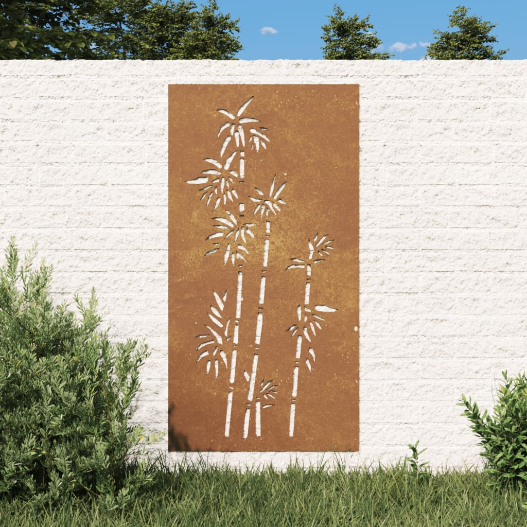 vidaXL Veggdekorasjon til hage 105x55 cm cortenstål bambusdesign